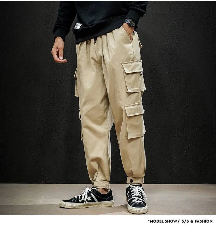 2023 Autumn Cargo Pants Black Casual Male Sweatpants Hip Hop Trousers Men Fashion Loose Sports Jogger Pants Workout