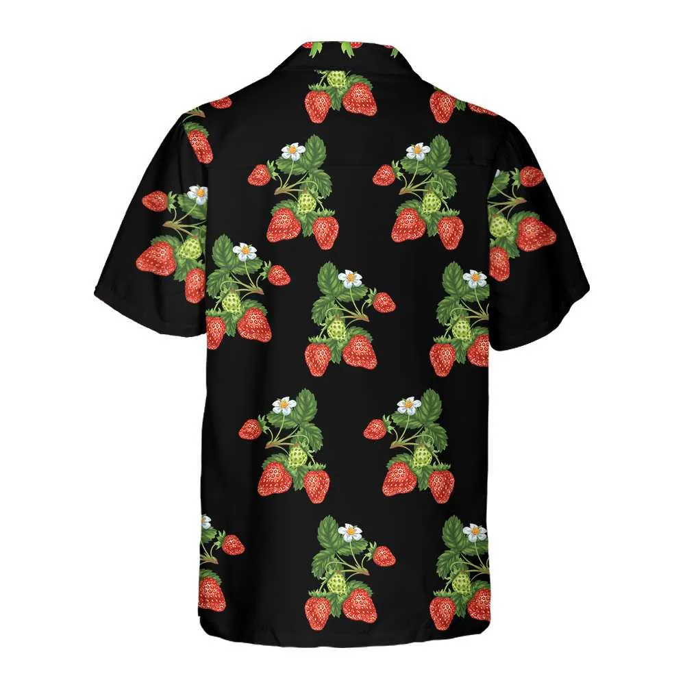 50s Style Strawberries Hawaiian Shirt, Strawberry Shirt For Men & Women, Strawberry Print Shirt
