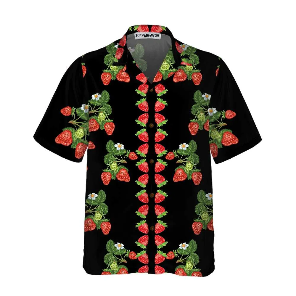 50s Style Strawberries Hawaiian Shirt, Strawberry Shirt For Men & Women, Strawberry Print Shirt
