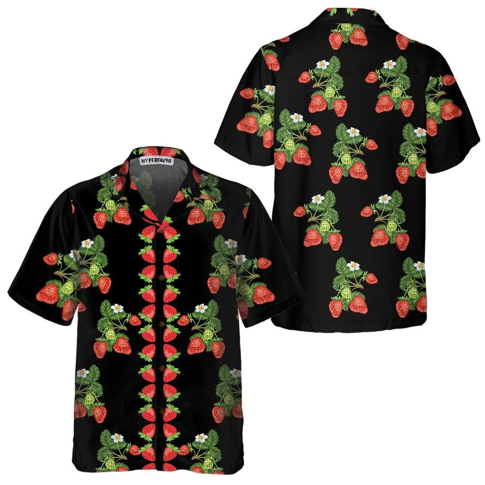 50s Style Strawberries Hawaiian Shirt, Strawberry Shirt For Men & Women, Strawberry Print Shirt