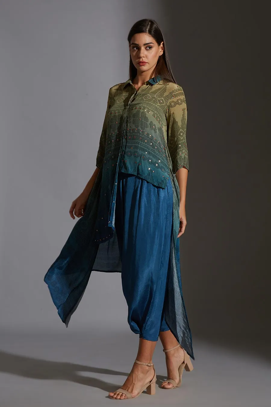 Asymmetric Shirt Tunic & Dhoti Pant Set