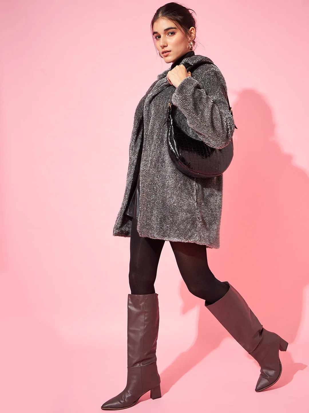 Athena Notched Lapel Front-Open Woollen Overcoats