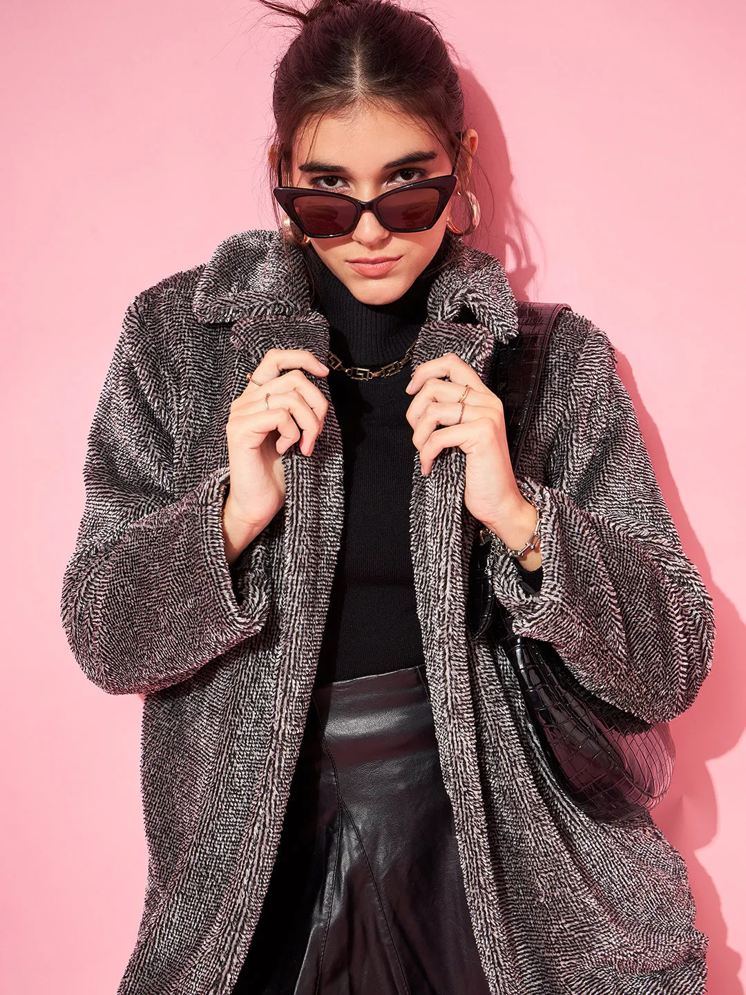 Athena Notched Lapel Front-Open Woollen Overcoats