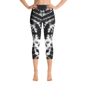 B W Tie-Dye High Waist Yoga Capri Leggings