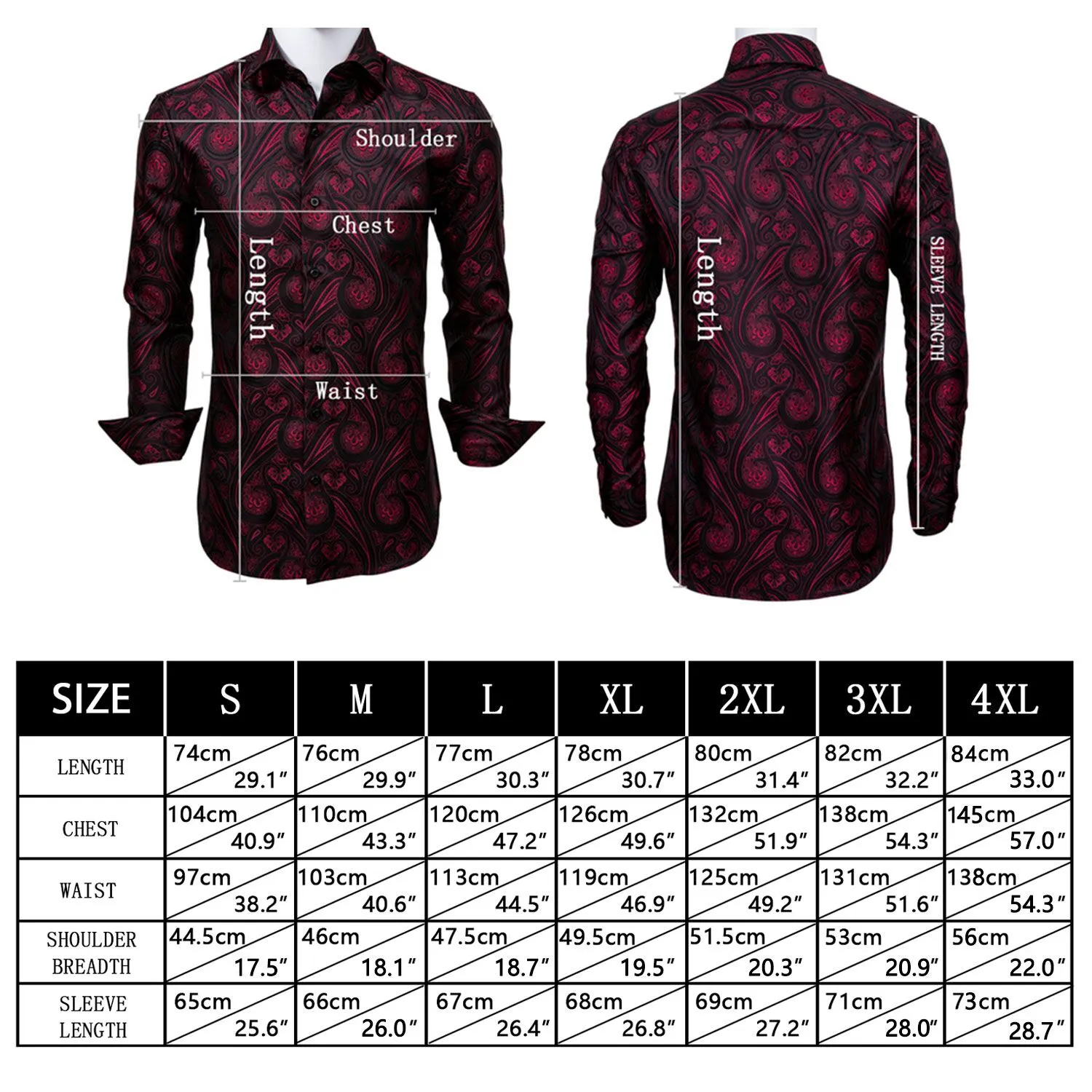 Barry Wang Long Sleeve Shirt Black Golden Paisley Silk Shirt