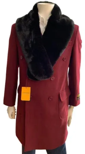 Big and Tall Peacoat - Mens Big and Tall Peacoat - Burgundy