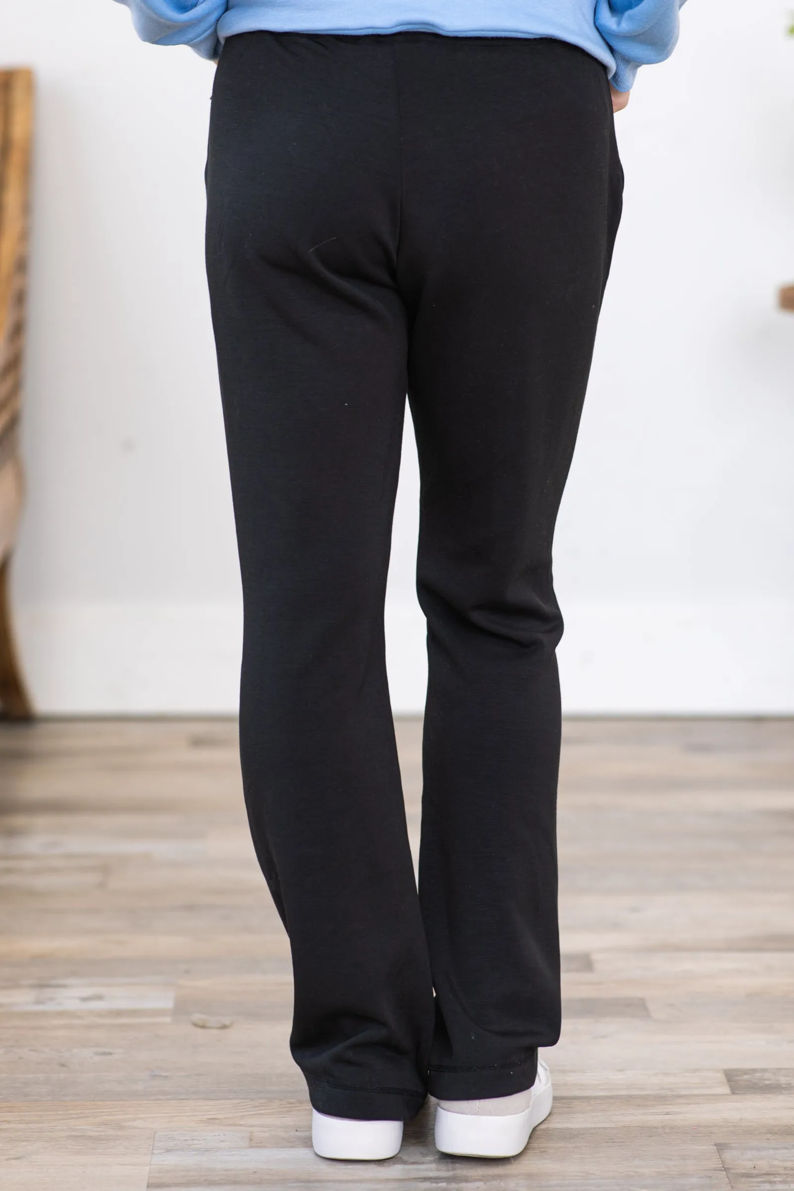 Black Modal Blend High Waist Pants