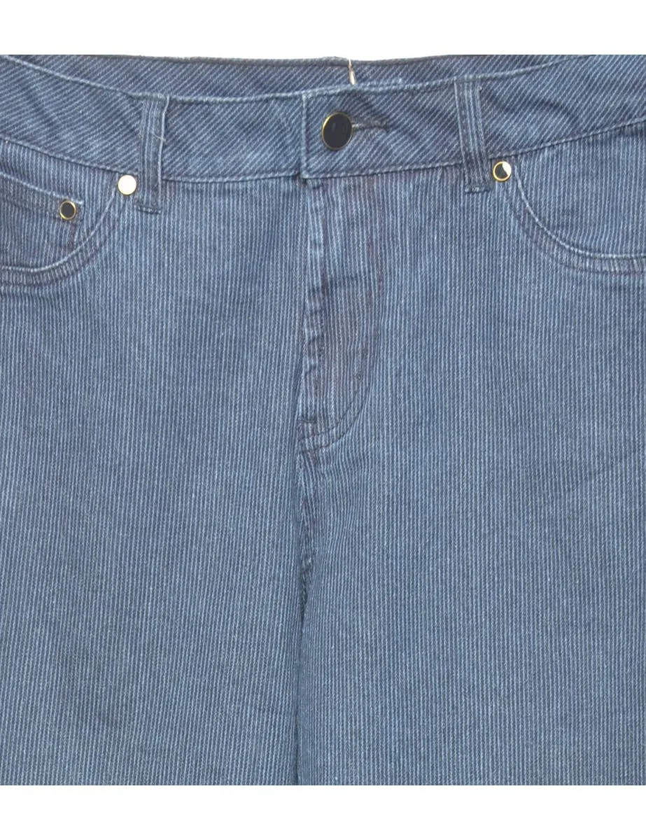 Blue Pinstriped High Waist Jeans - W28 L29