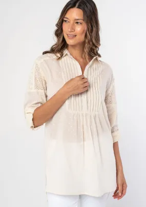 Boho Crochet High Low Collared Tunic