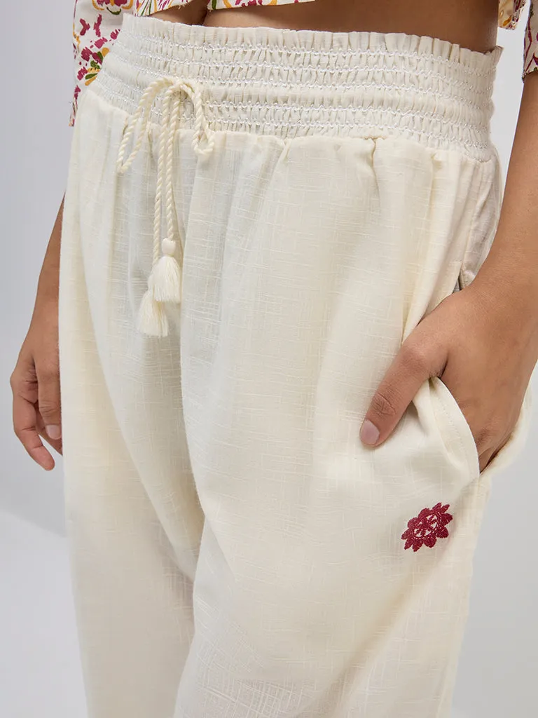 Bombay Paisley Ivory High-Rise Cotton Pants