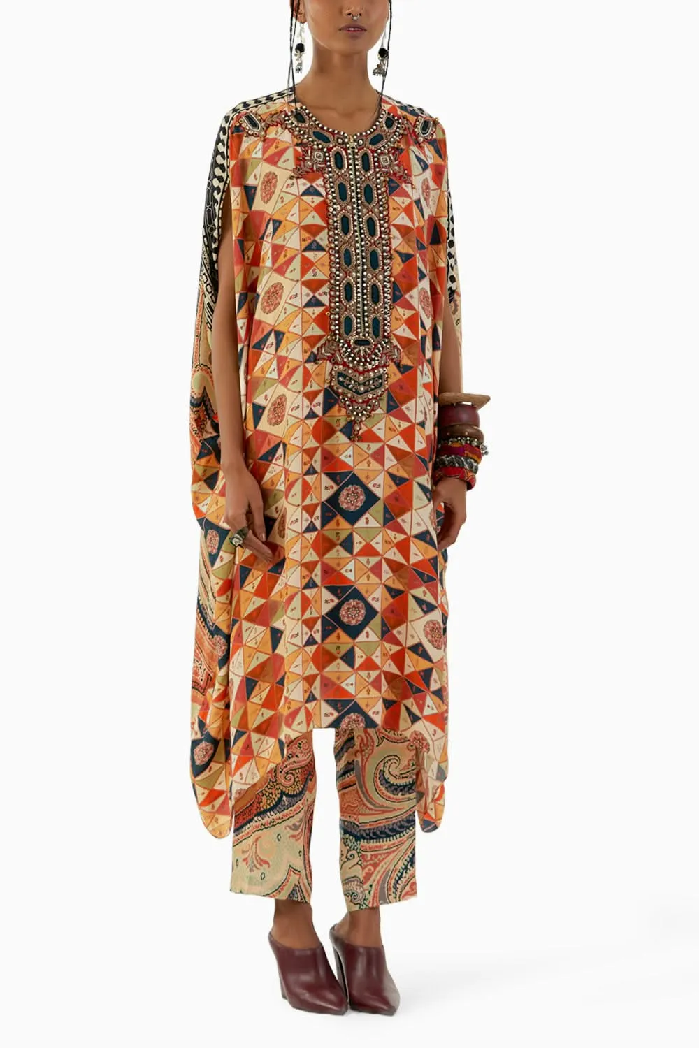 Burnt Amber Kuru Trapeeze Tunic and Drape Trouser Set