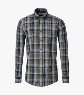 Casa Moda Casual Fit Checked Long Sleeve Shirt 300 - Green/Navy