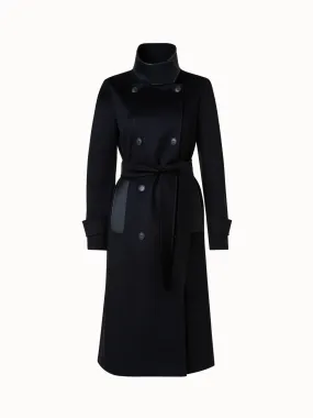 Cashmere Coat with Horsehair Collar and Pocket