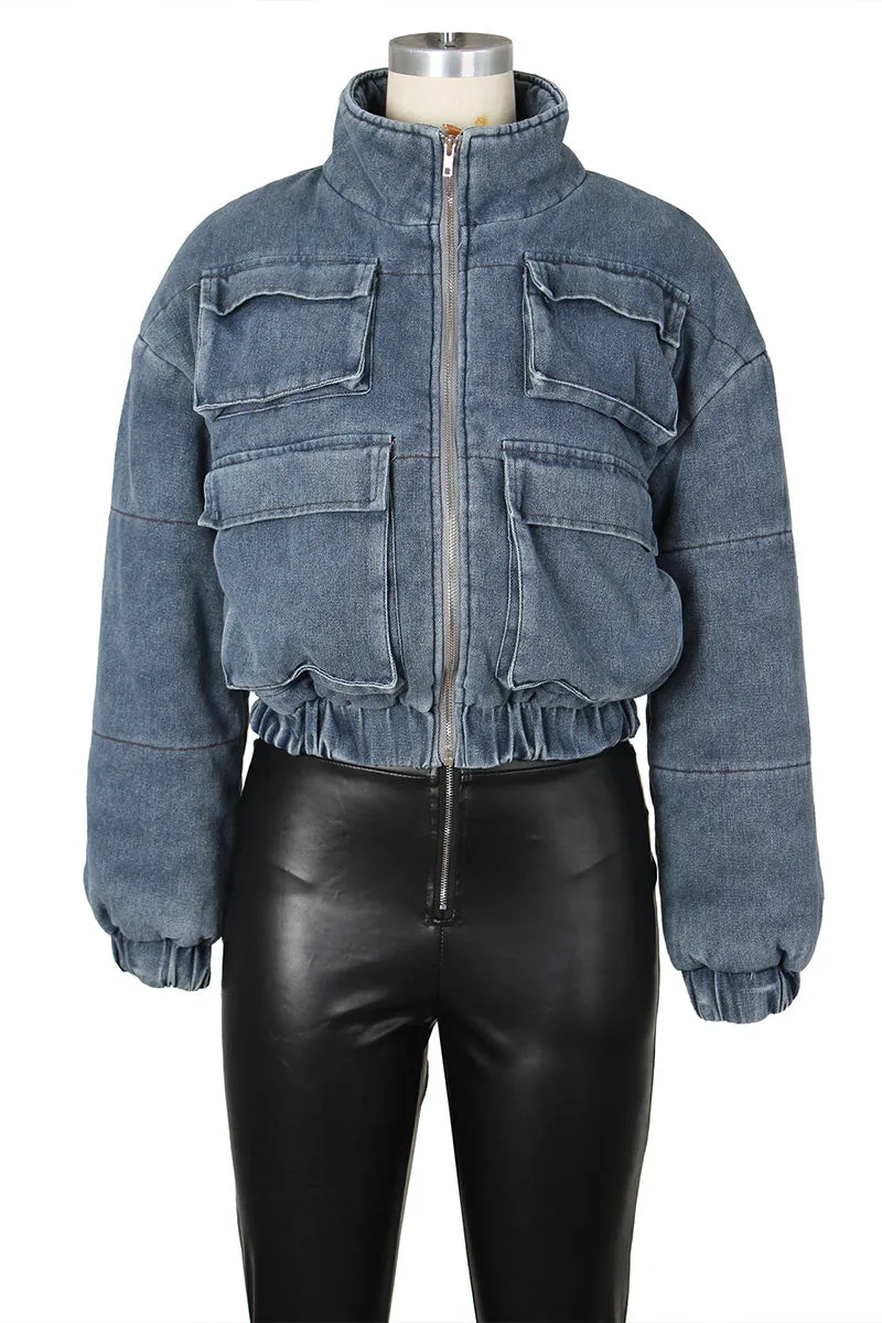 CH710 Cargo Denim Long Sleeve Jacket