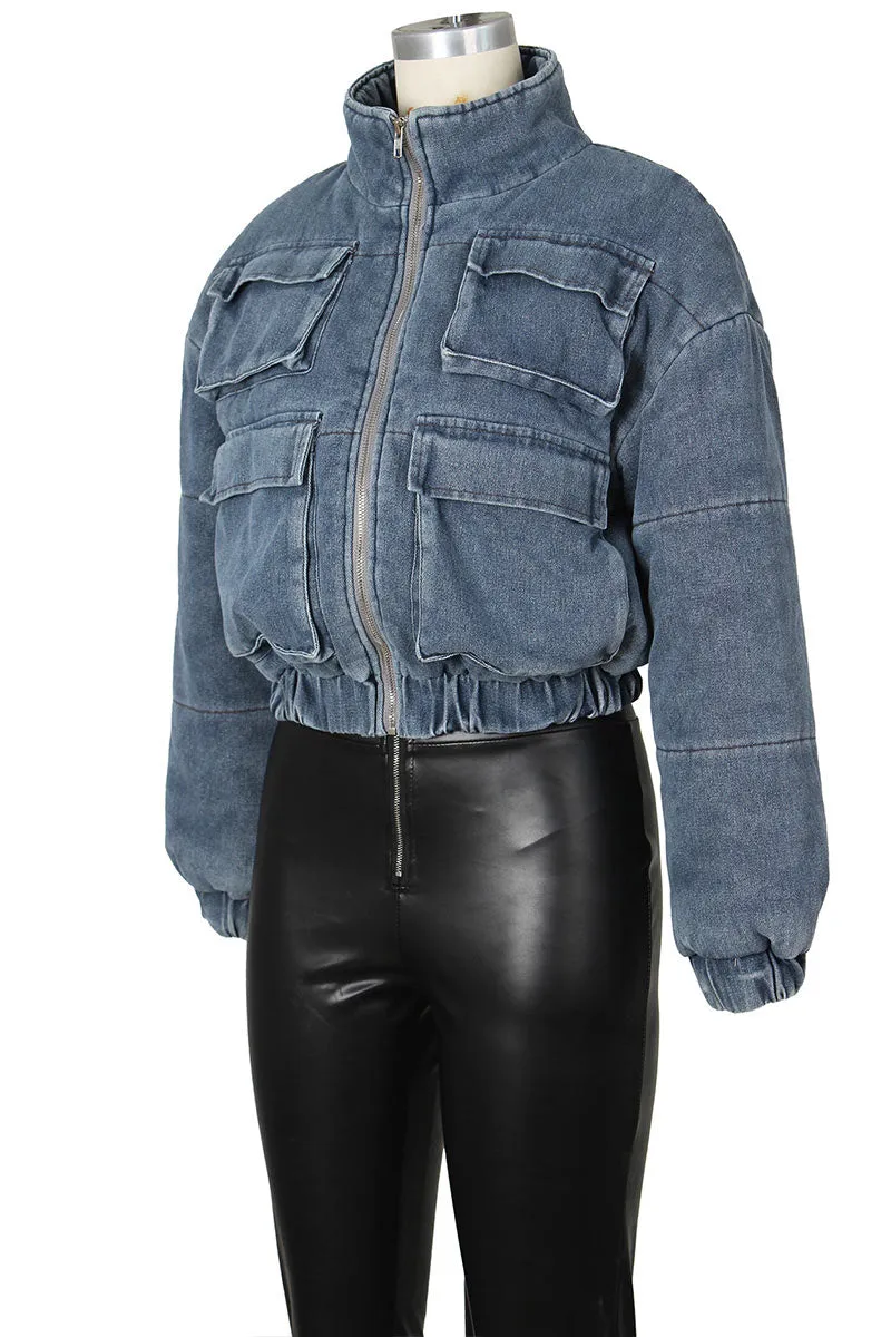 CH710 Cargo Denim Long Sleeve Jacket