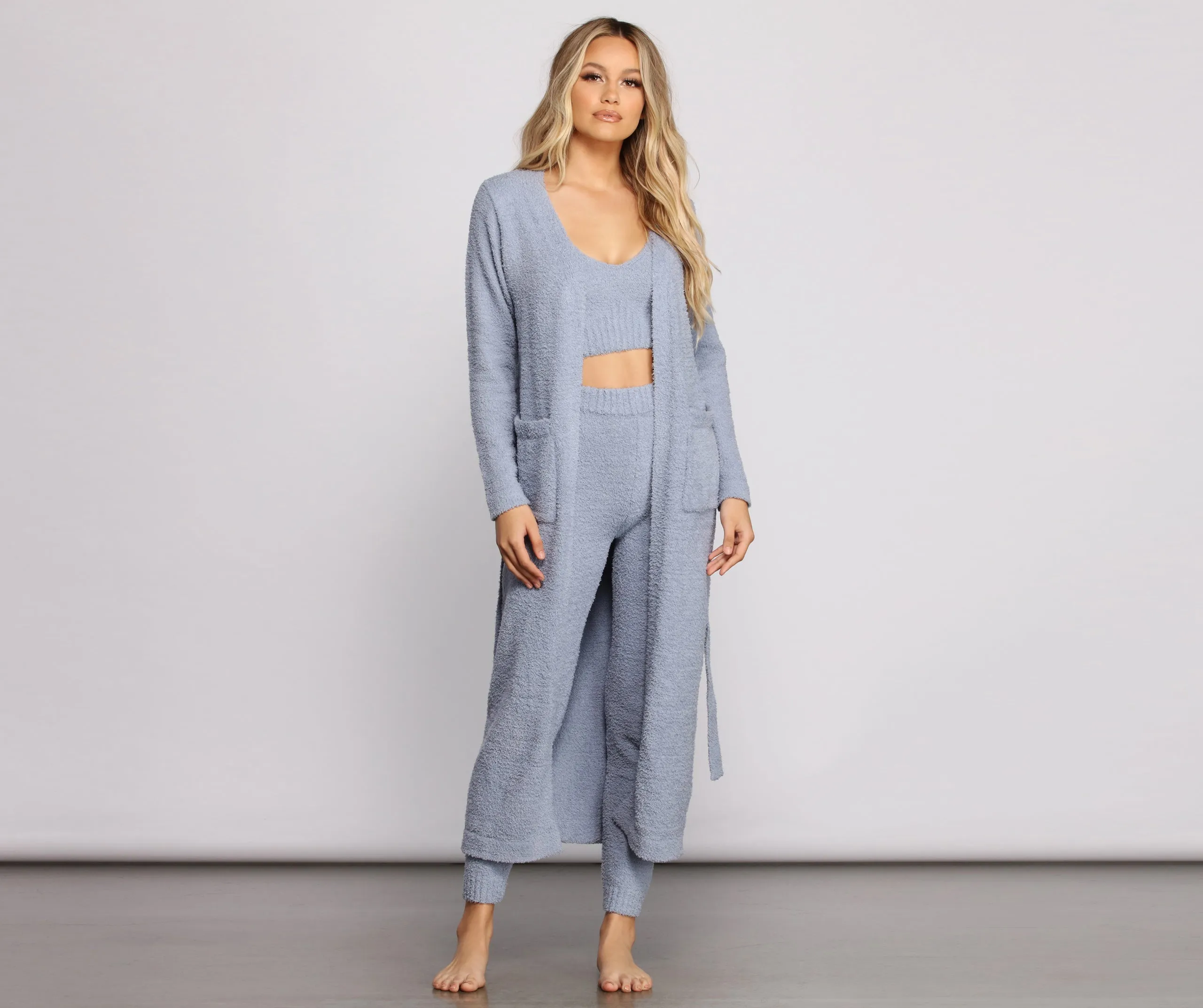 Chic Chenille Knit Long Belted Robe