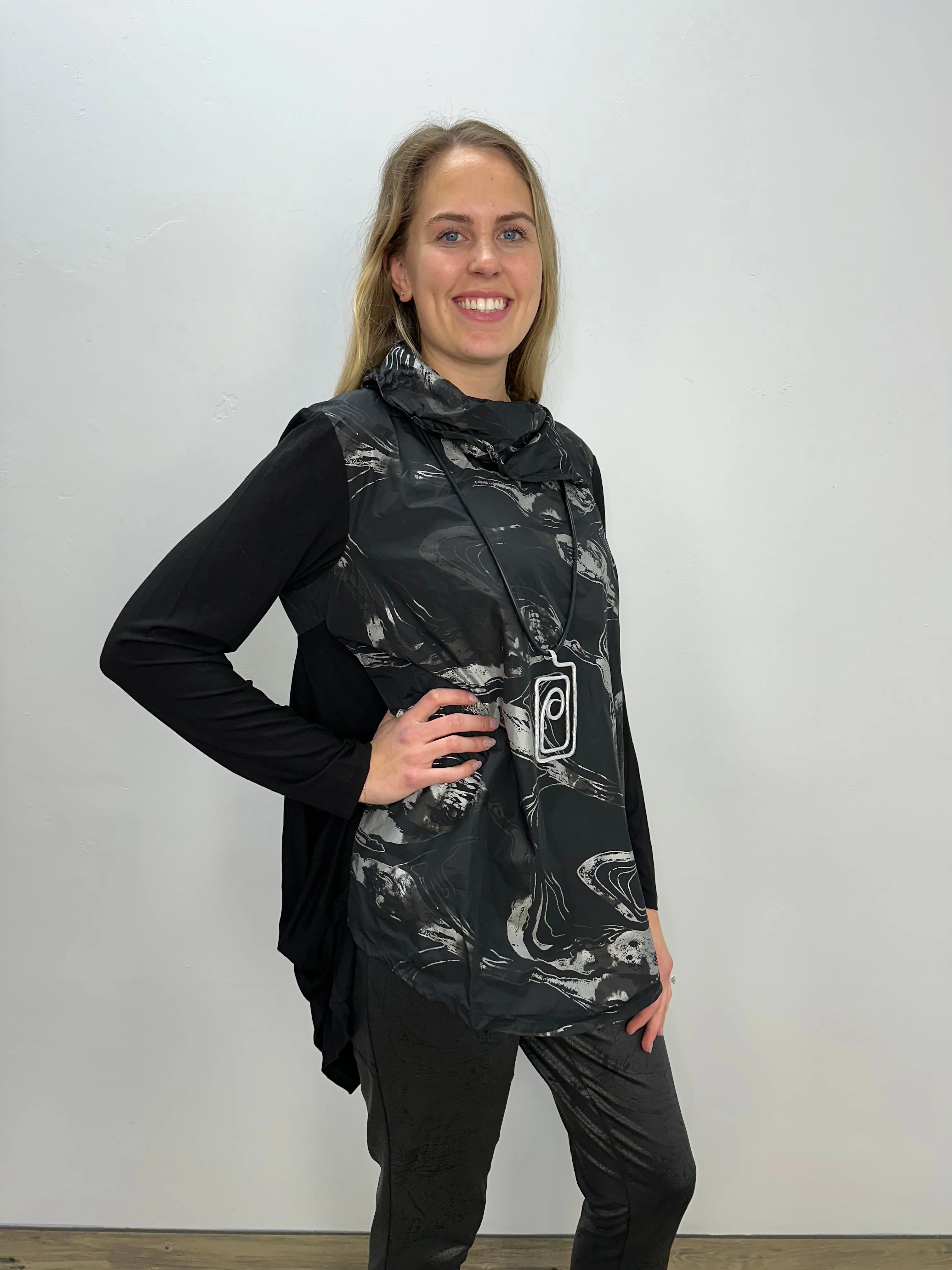 Chrome Asymmetrical Cowl Neck Anderson Top