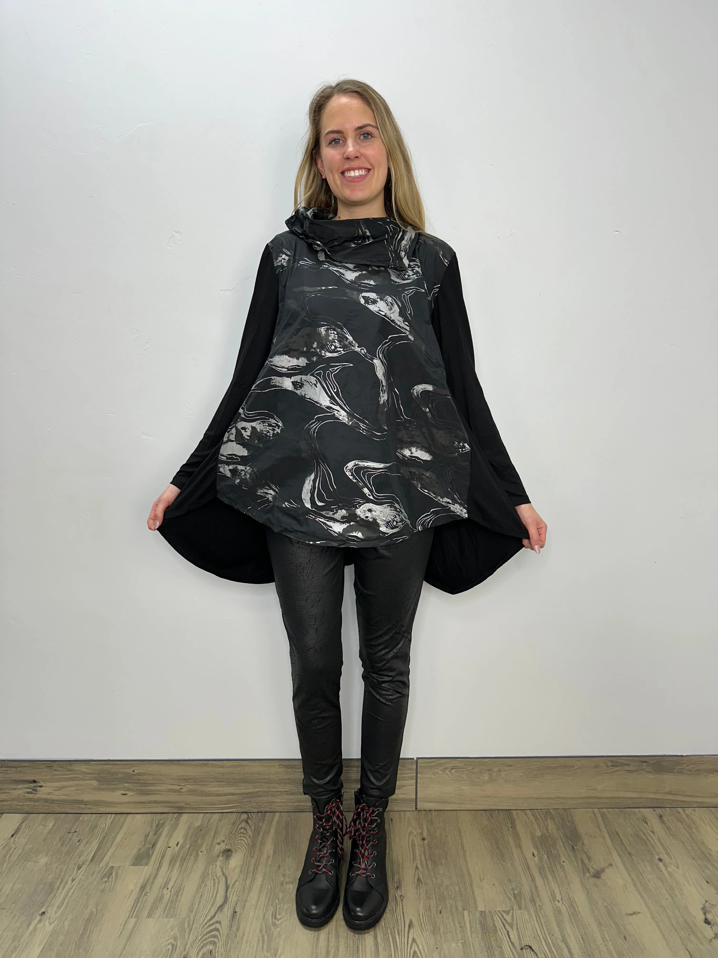 Chrome Asymmetrical Cowl Neck Anderson Top