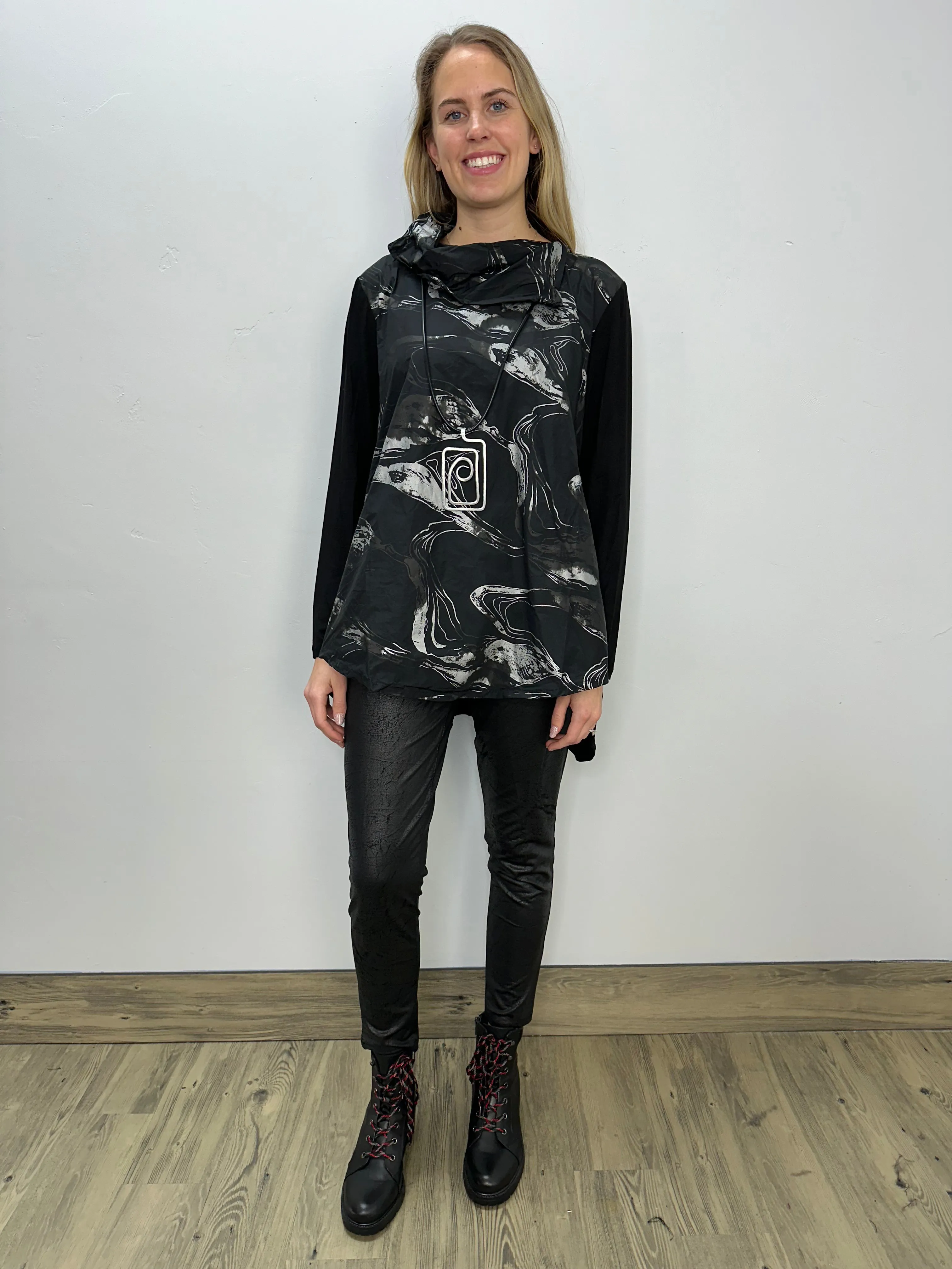 Chrome Asymmetrical Cowl Neck Anderson Top