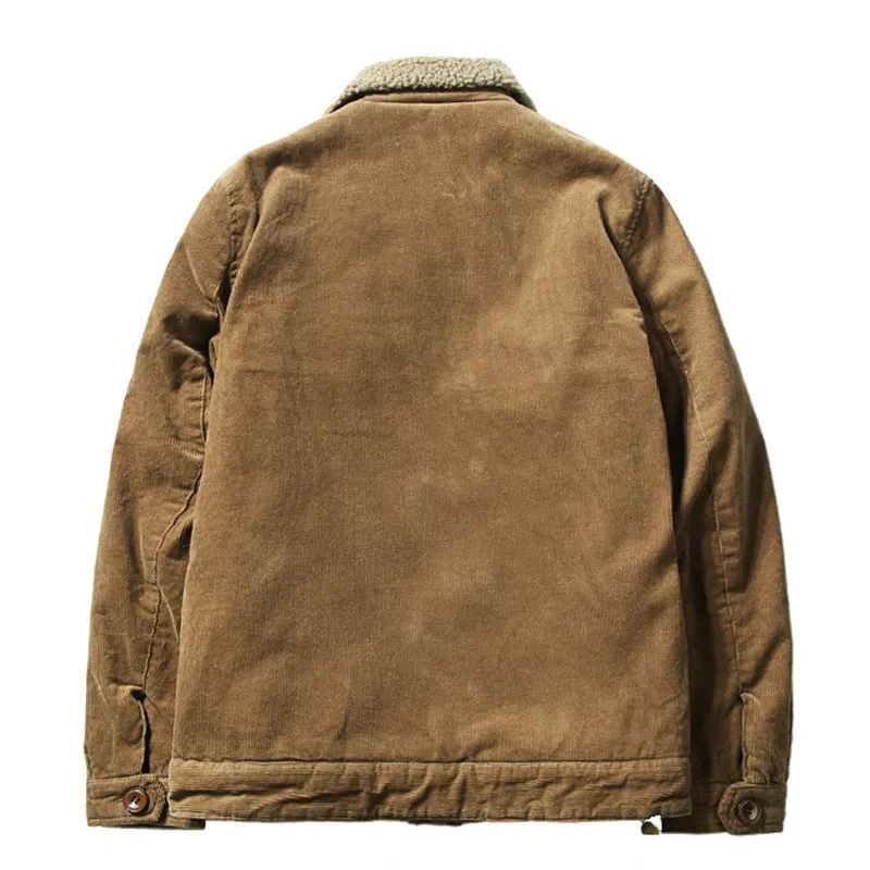 Corduroy fur collar jacket