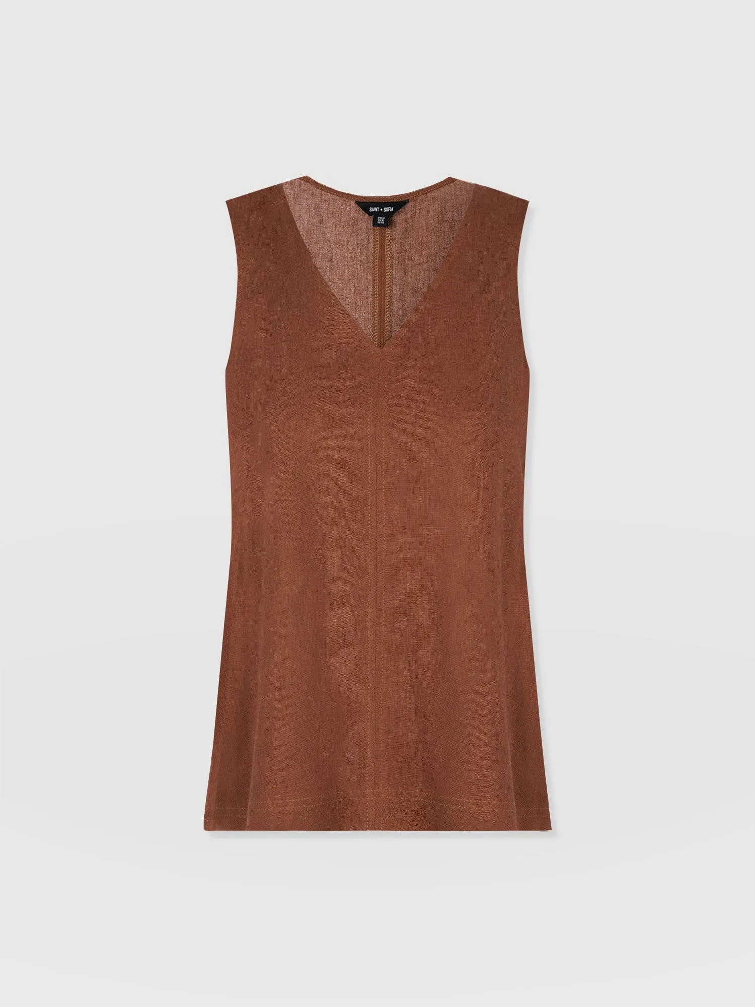 Corinne V Neck Tunic - Russet Brown