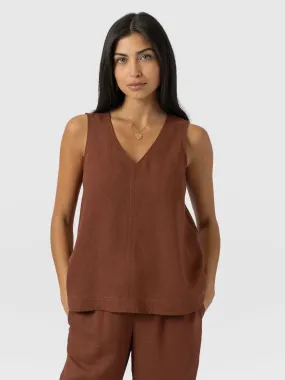 Corinne V Neck Tunic - Russet Brown