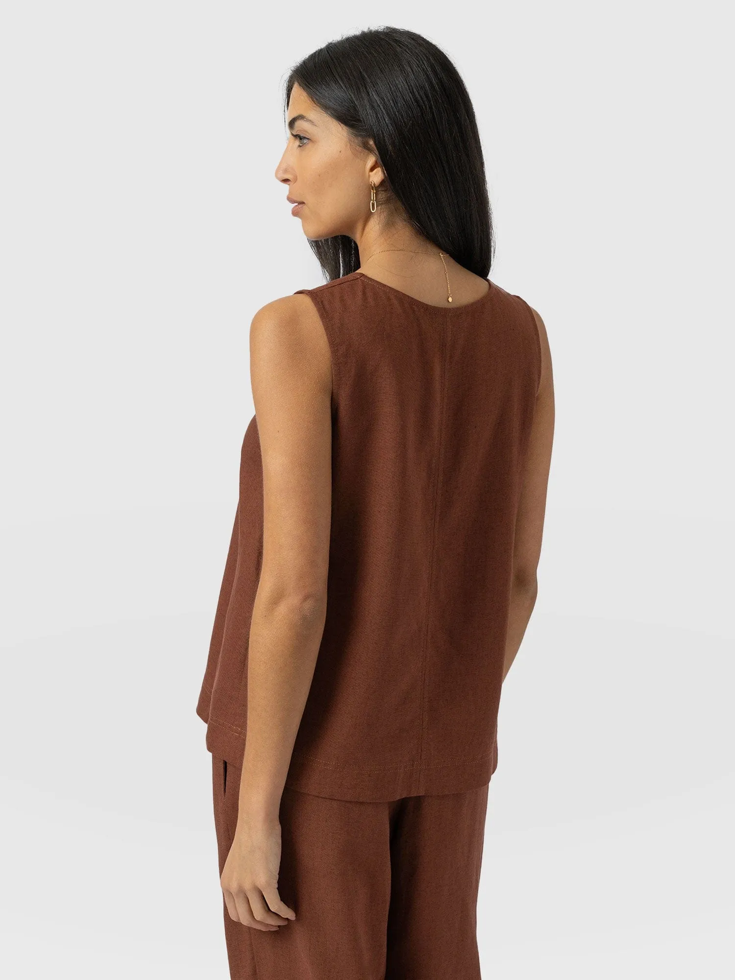 Corinne V Neck Tunic - Russet Brown