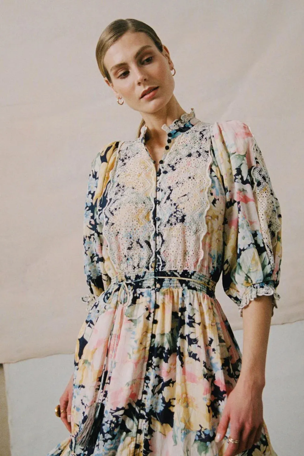 Cotton Slub Midi Dress in Botanic