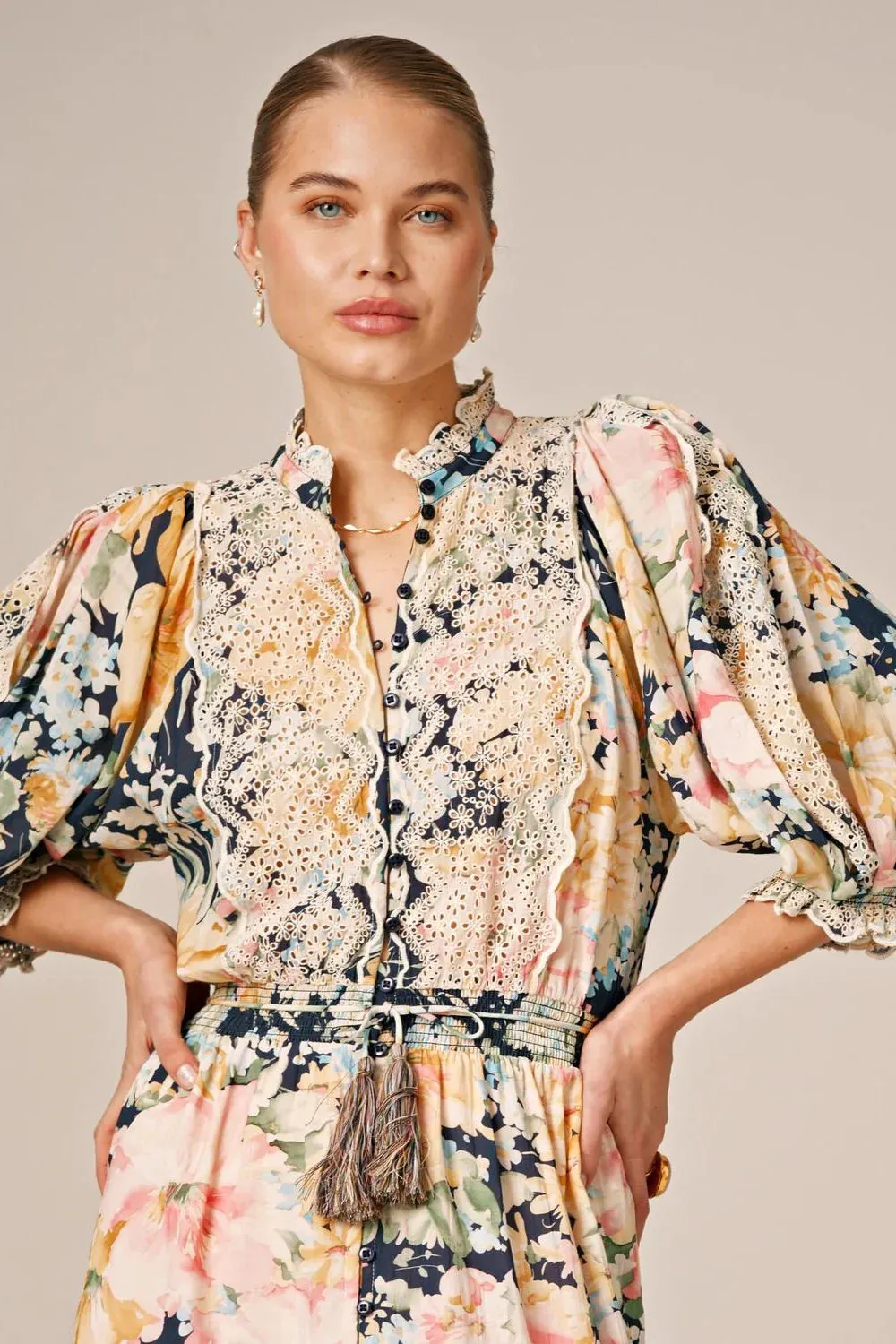 Cotton Slub Midi Dress in Botanic