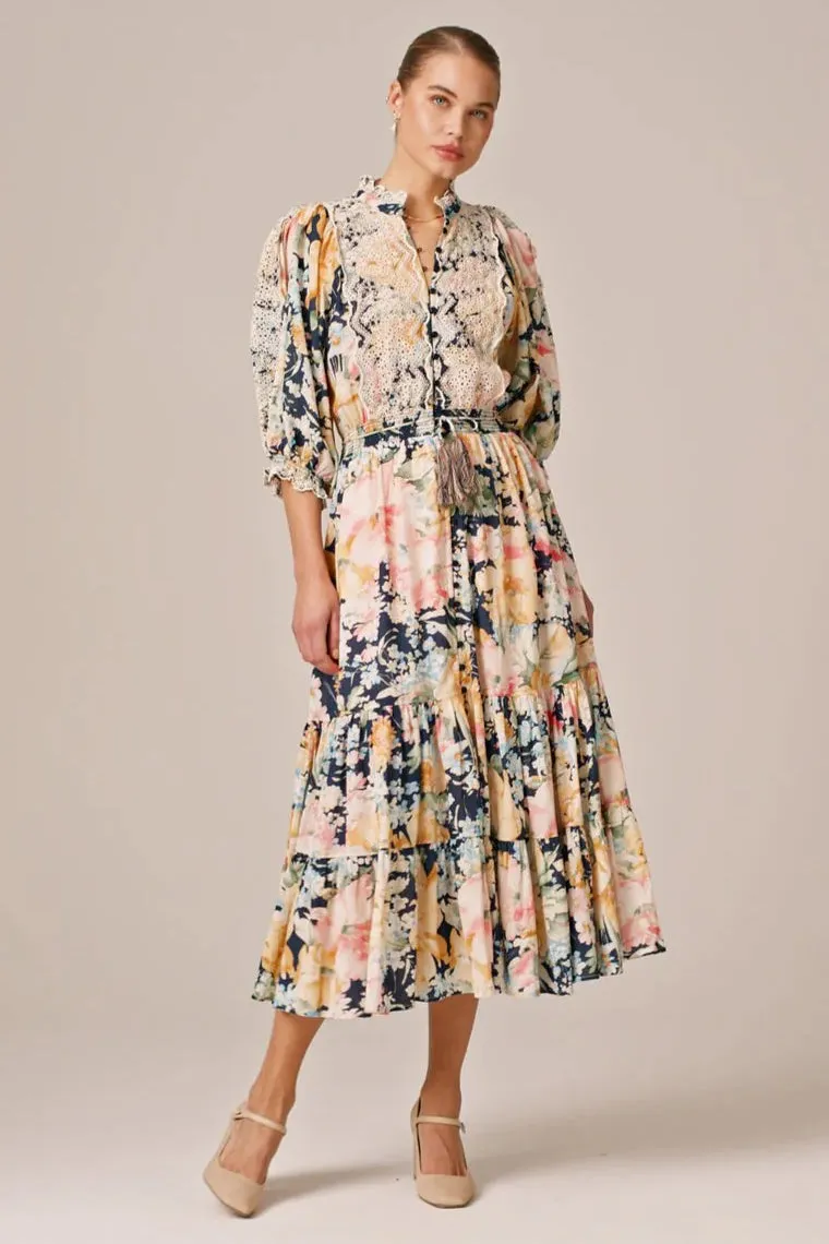 Cotton Slub Midi Dress in Botanic