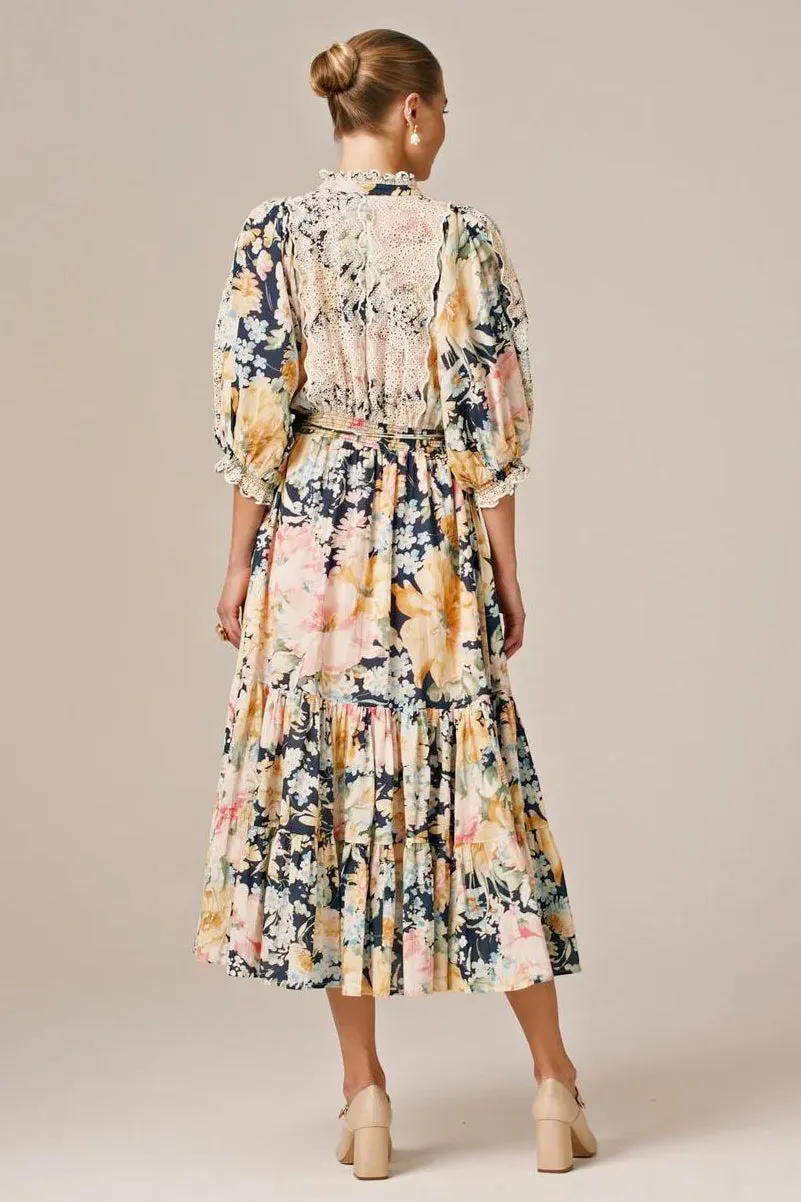 Cotton Slub Midi Dress in Botanic