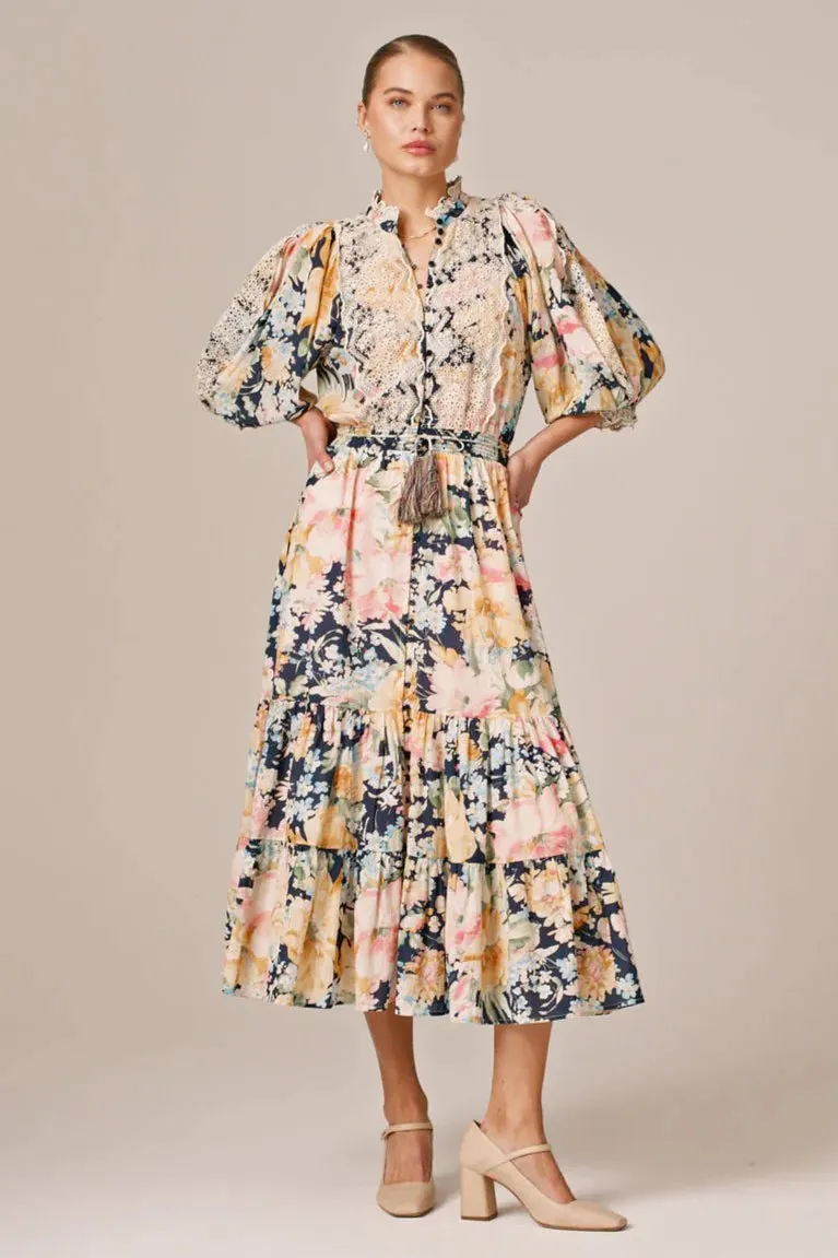 Cotton Slub Midi Dress in Botanic