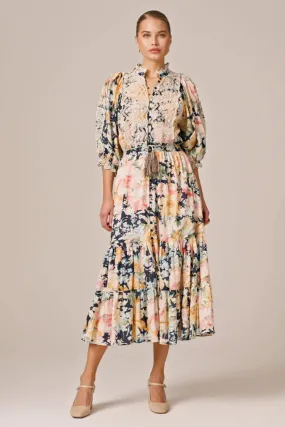 Cotton Slub Midi Dress in Botanic