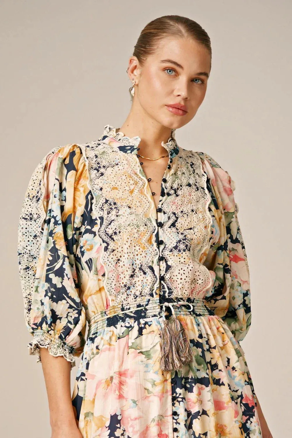 Cotton Slub Midi Dress in Botanic