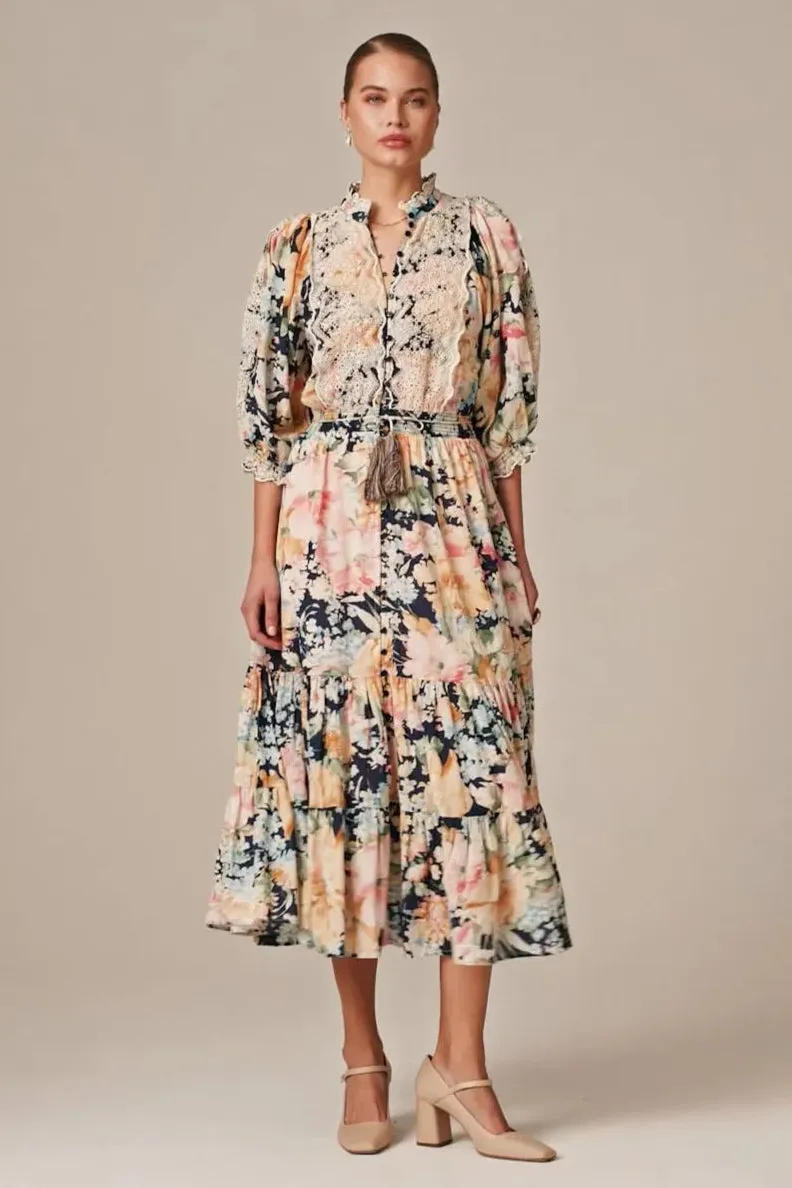 Cotton Slub Midi Dress in Botanic