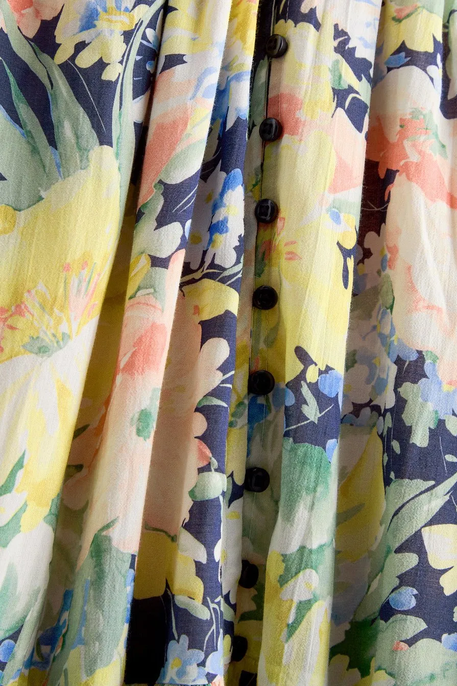 Cotton Slub Midi Dress in Botanic