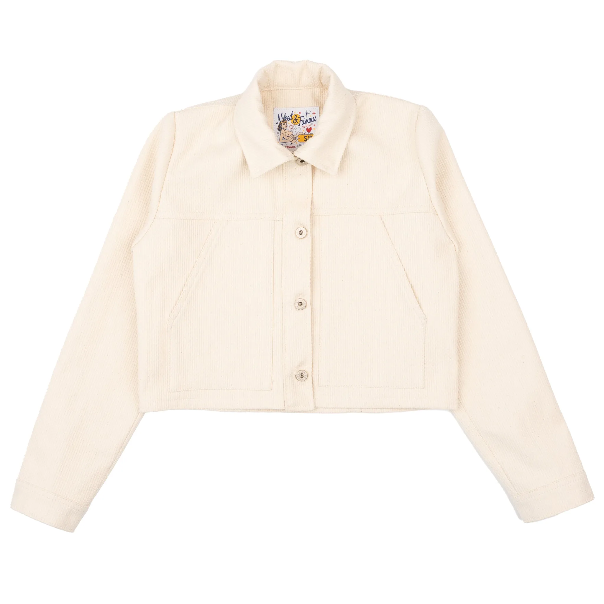 Cropped Denim Jacket - Judo Sashiko - Ecru