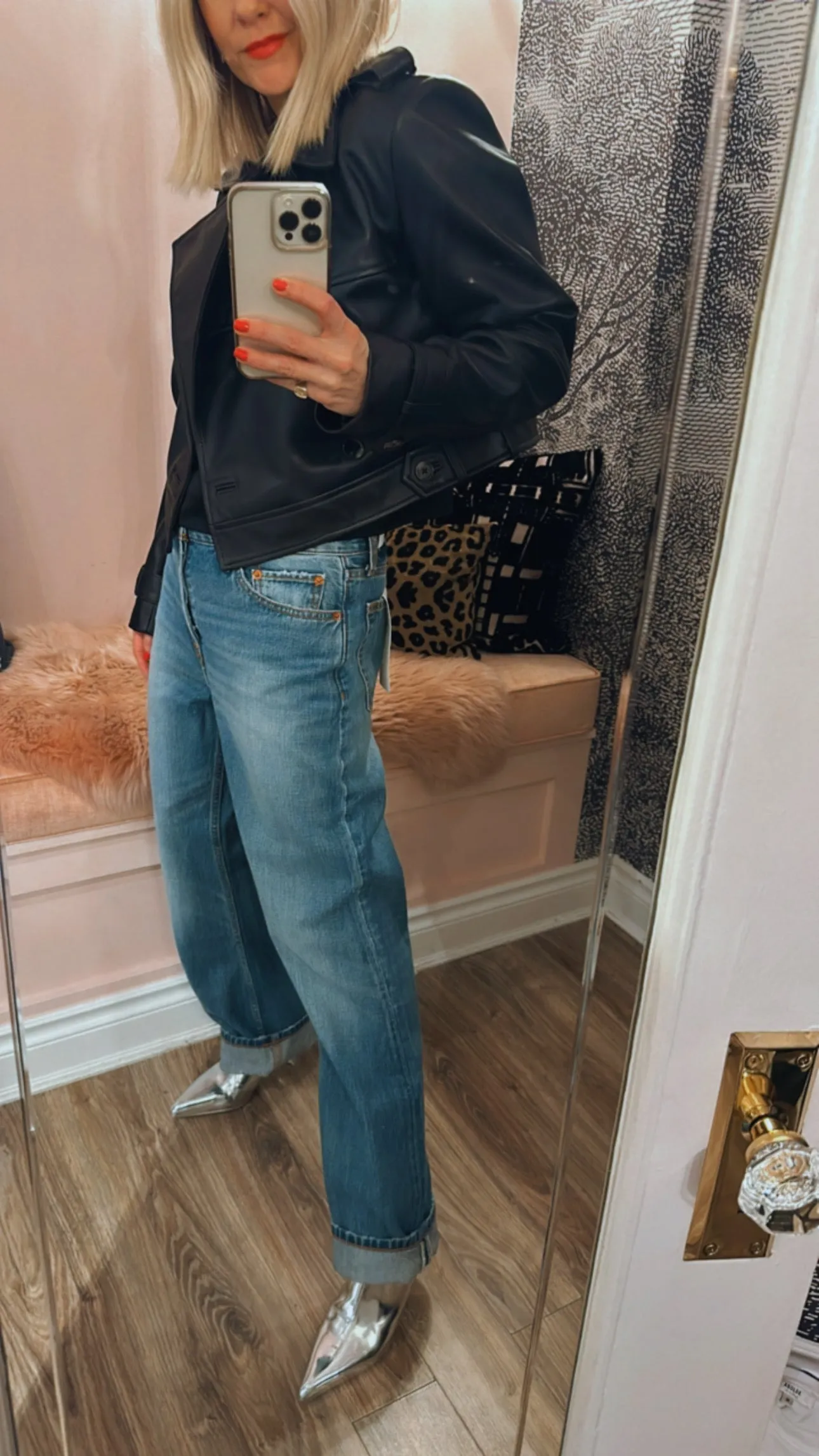 Cropped Leather Trench