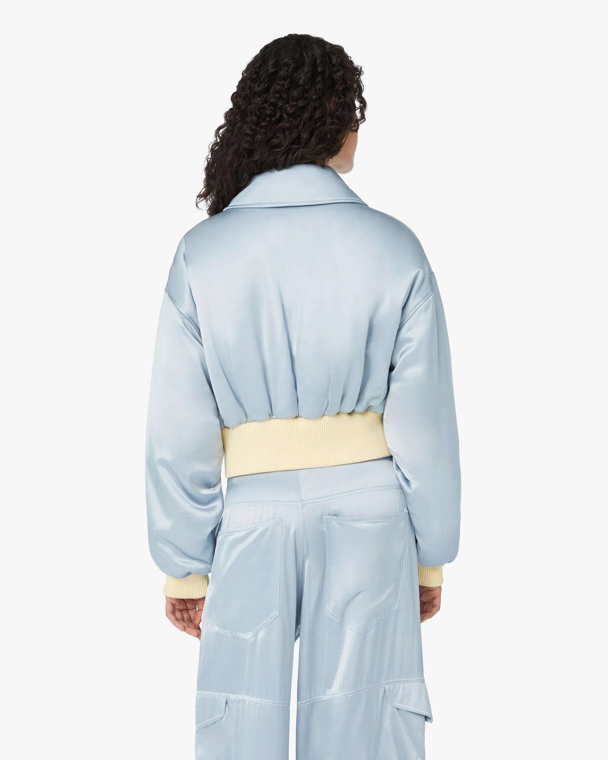 Cropped Satin Bomber