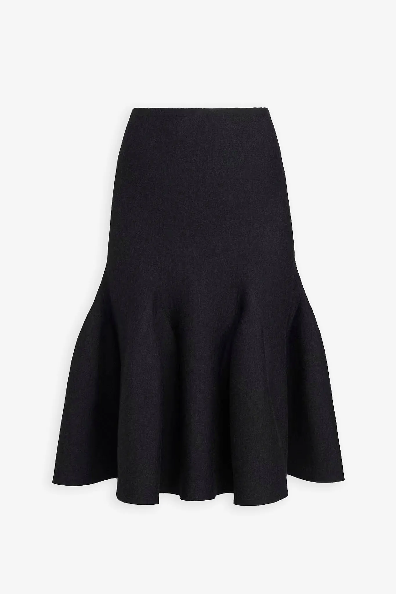 Dark brown sculptural knit midi skirt