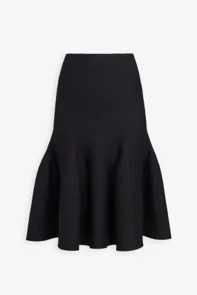 Dark brown sculptural knit midi skirt