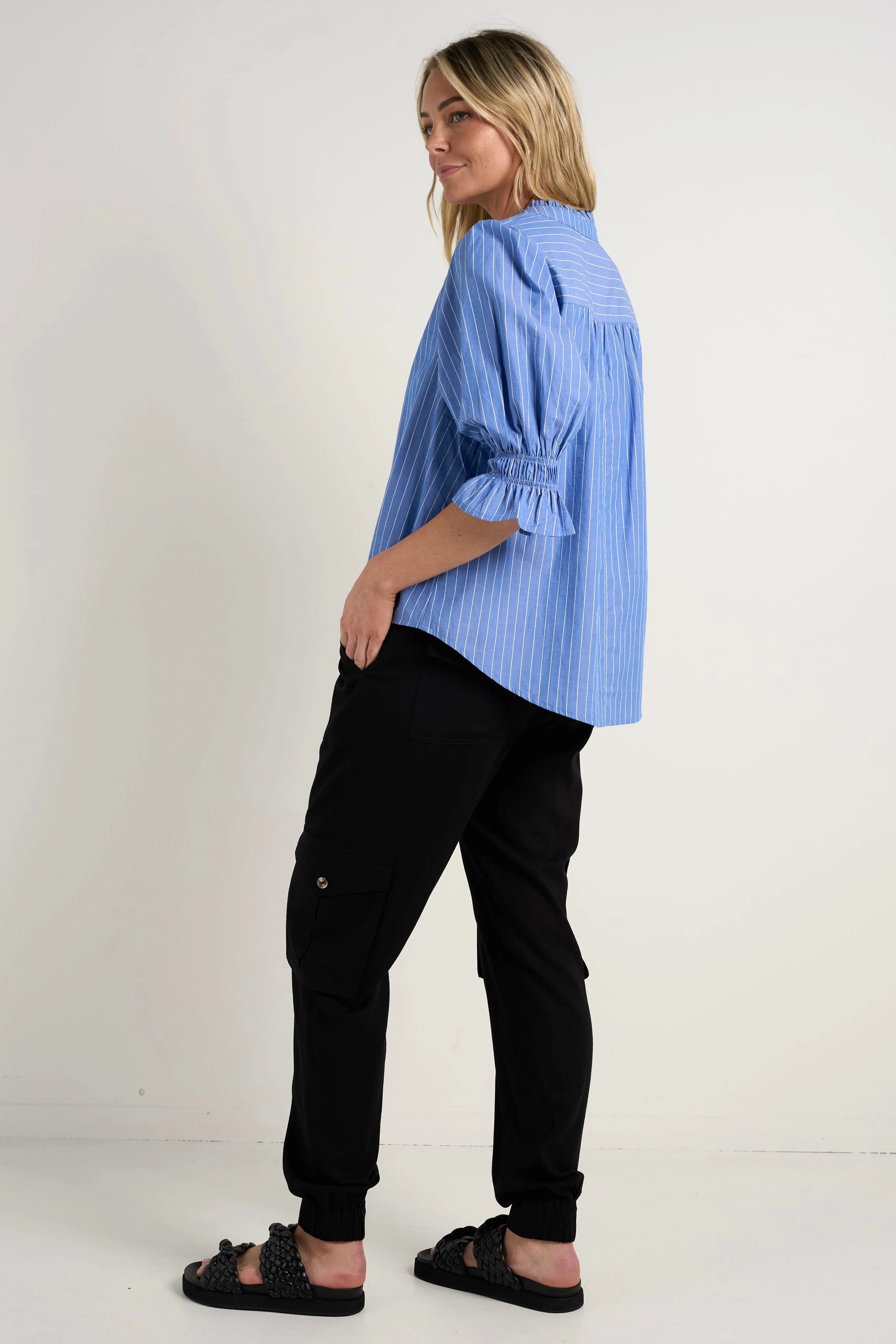 Debut Black Linen Viscose Jogger Style Pants