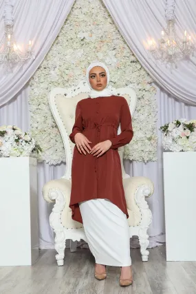 Deluxe Soft Button Down Tunic- Burnt sienna