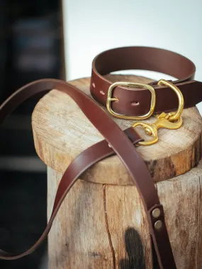 Dog Collar & Leash Set - 38mm Wide - Burgundy