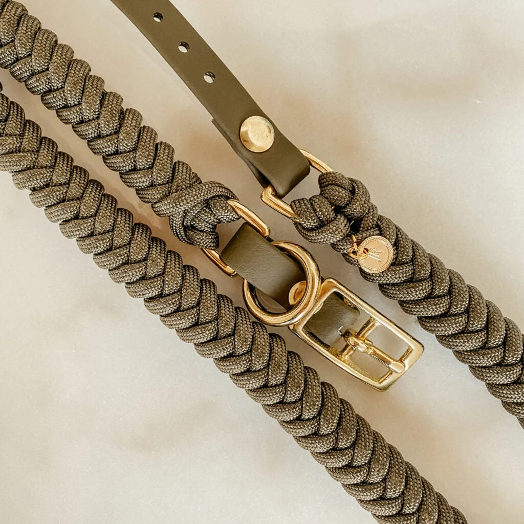 dog collar - golden olive - paracord