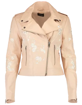 Donna Floral Leather Jacket