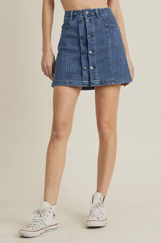 Double Button Mini Skirt