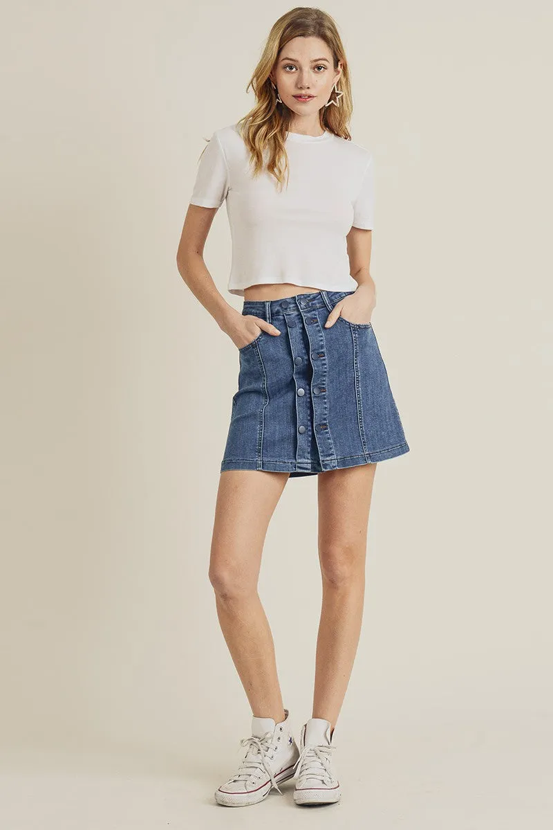 Double Button Mini Skirt