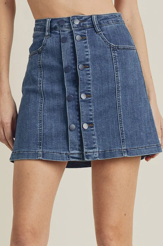 Double Button Mini Skirt