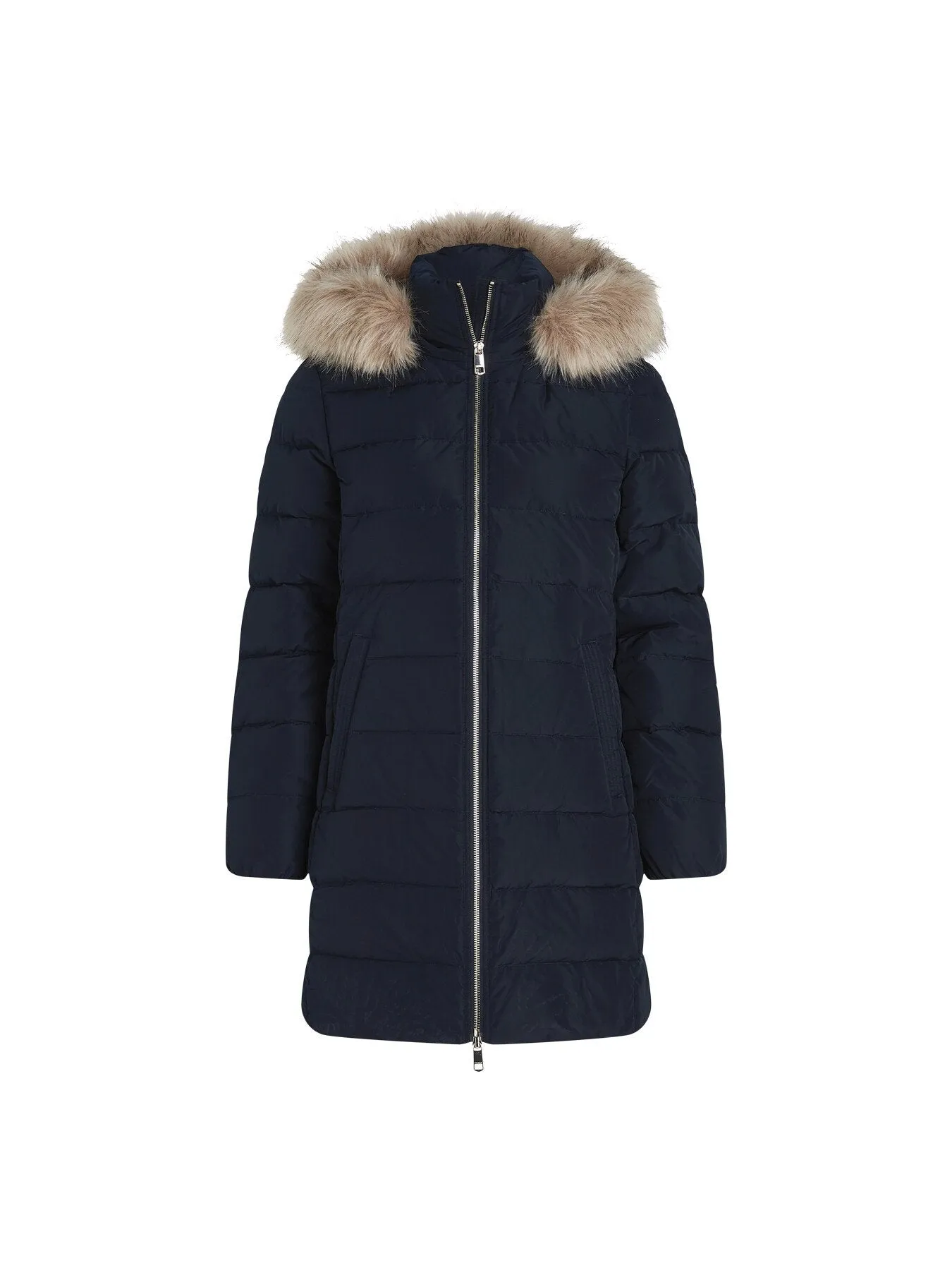 Down Fur-Trim Hooded Coat